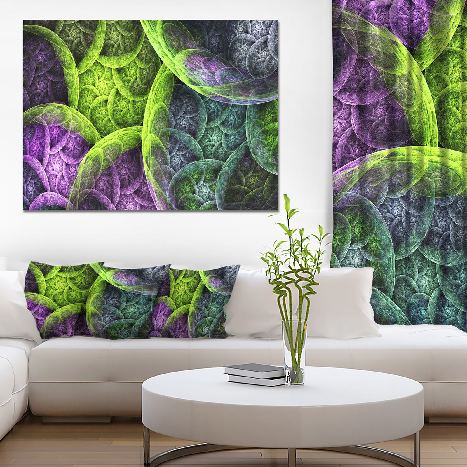 Green Pink Colorful Clouds'Extra Large Abstract Canvas Art Print