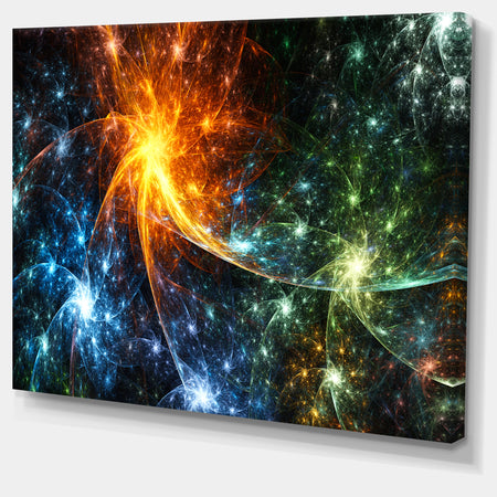 Colorful Fireworks with Stars'Extra Large Abstract Canvas Art Print