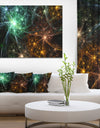 Green Orange Colorful Fireworks'Extra Large Abstract Canvas Art Print