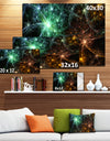 Green Orange Colorful Fireworks'Extra Large Abstract Canvas Art Print