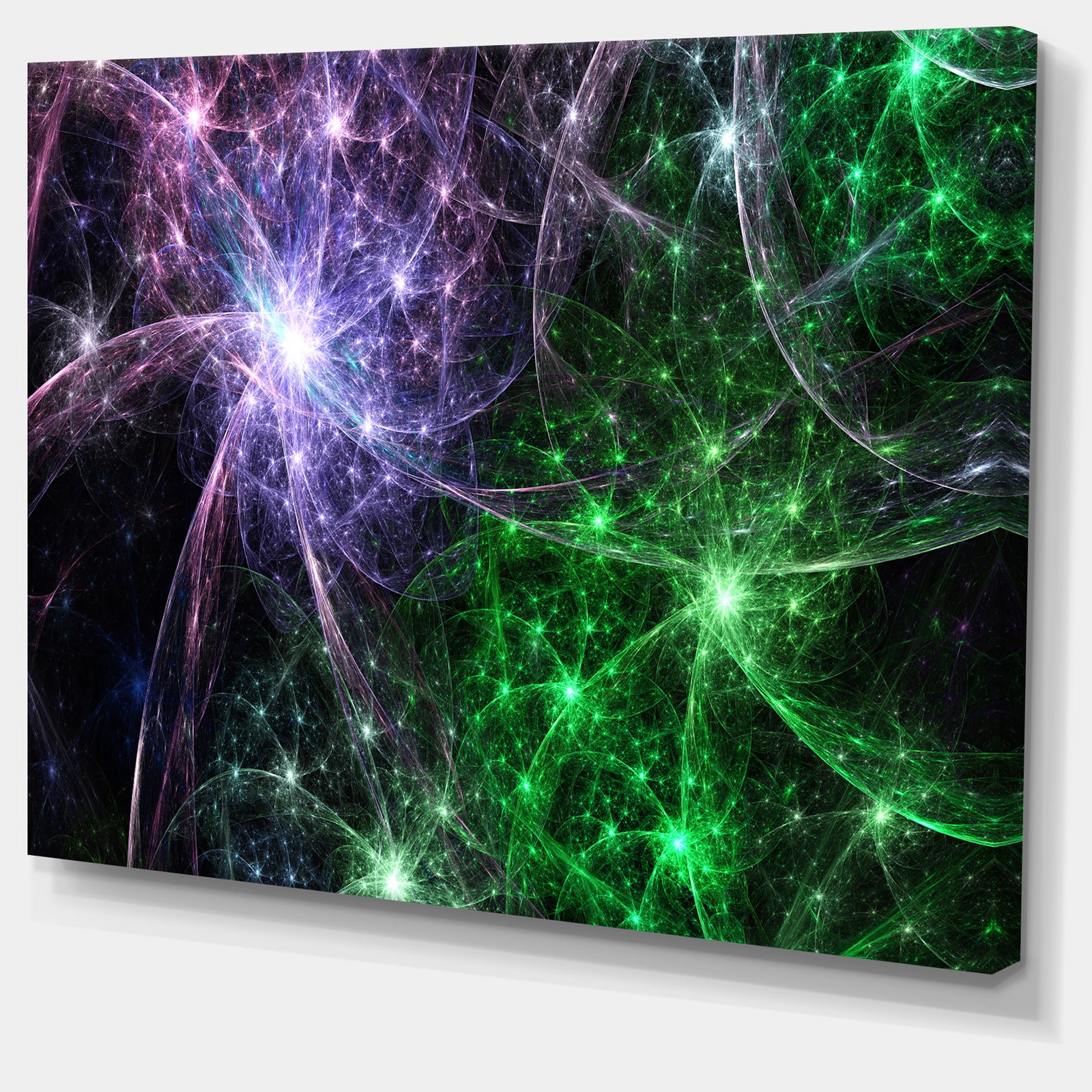 Green Purple Colorful Fireworks - Extra Large Abstract Canvas Art Print