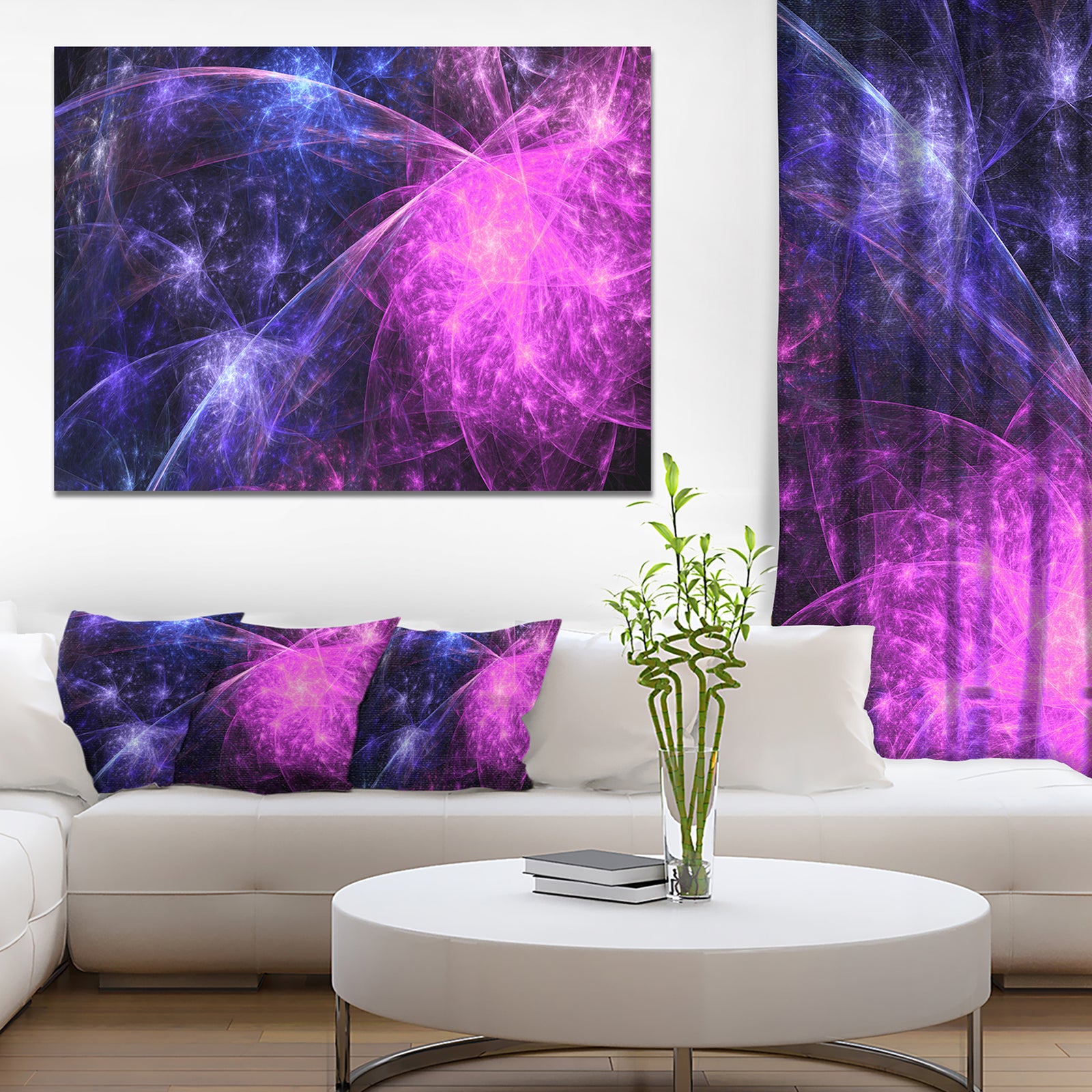 Purple Pink Colorful Fireworks - Extra Large Abstract Canvas Art Print