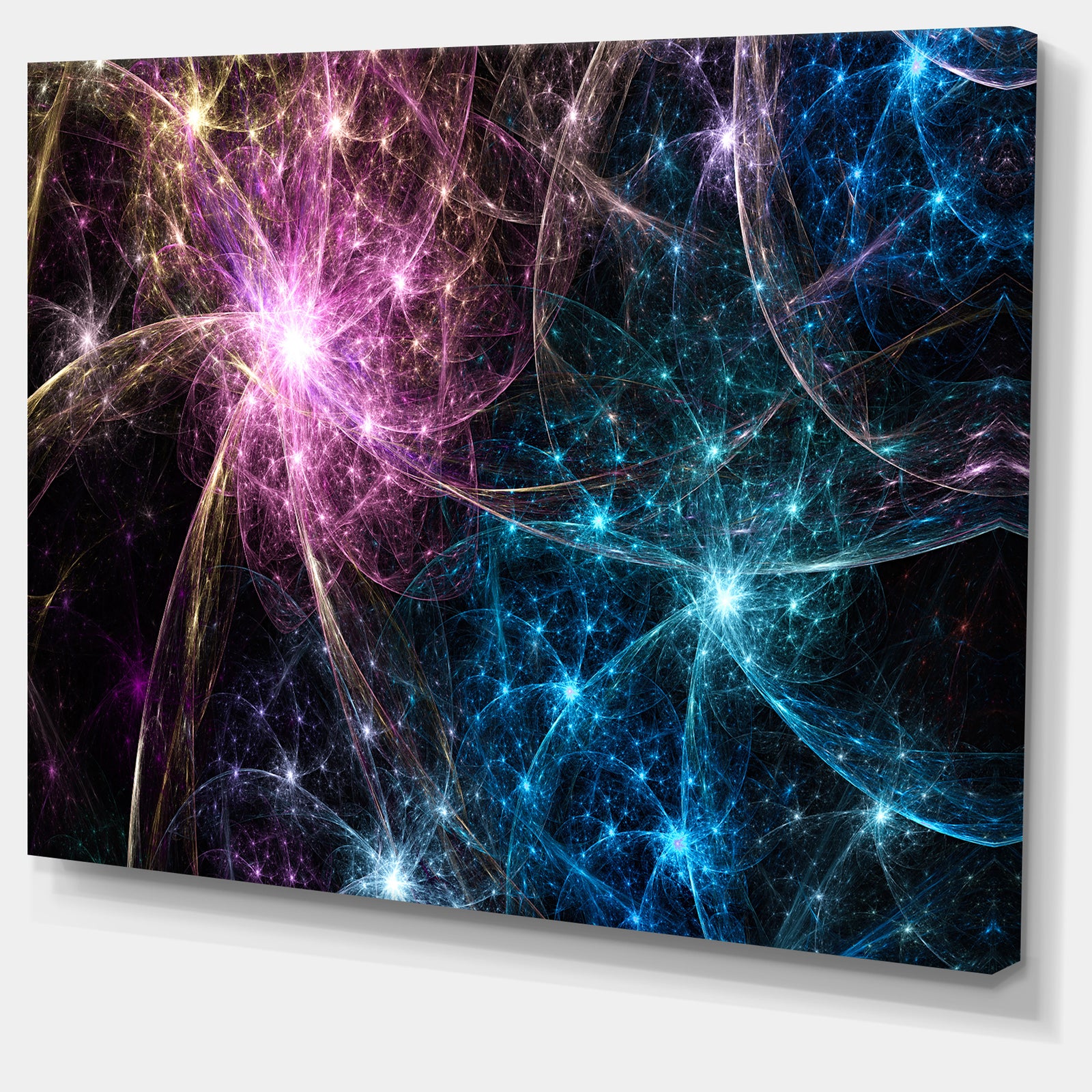 Blue Pink Colorful Fireworks - Extra Large Abstract Canvas Art Print