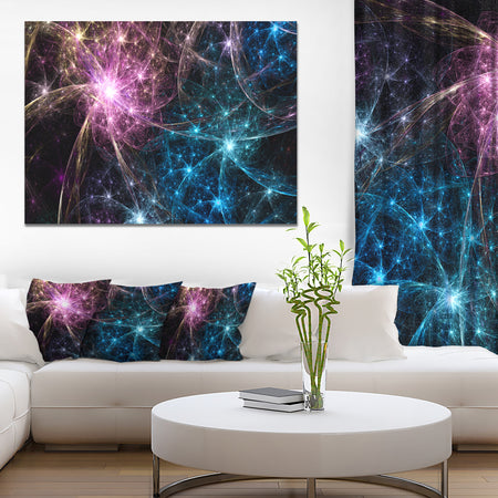 Blue Pink Colorful Fireworks - Extra Large Abstract Canvas Art Print
