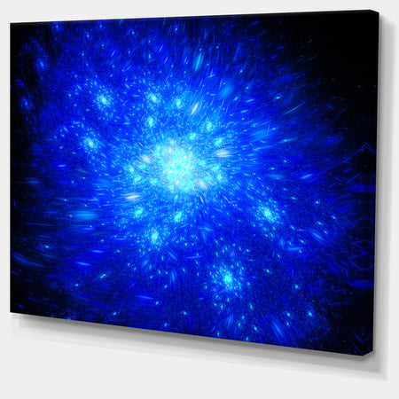 Blue Fireworks on Black - Extra Large Abstract Canvas Art Print