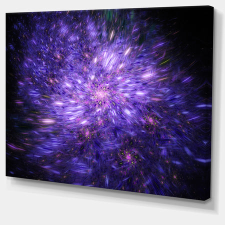 Purple Fireworks on Black - Extra Large Abstract Canvas Art Print