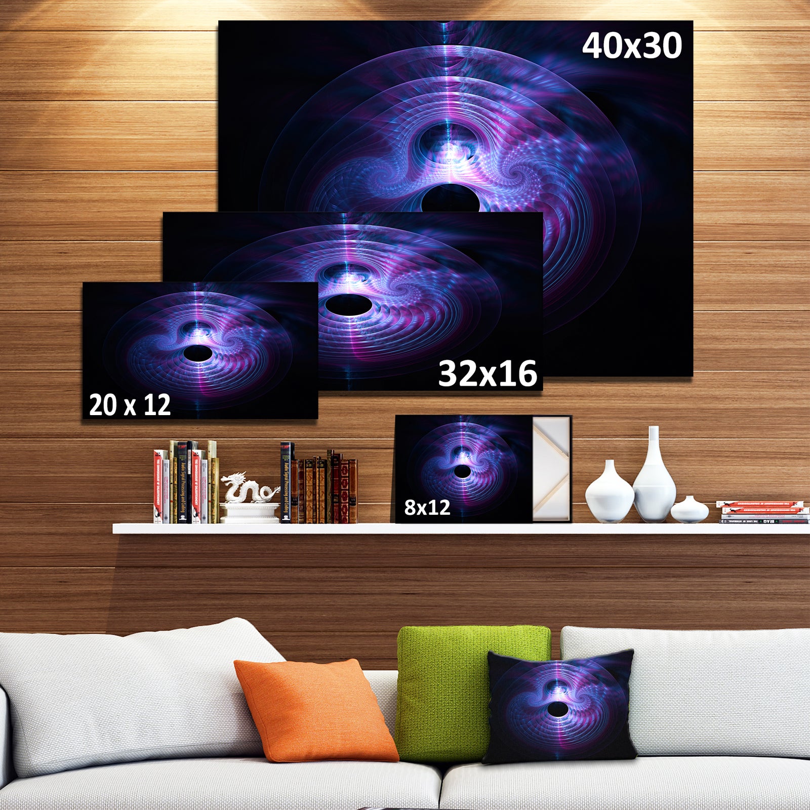 Bright Blue Magical Lights - Extra Large Abstract Canvas Art Print