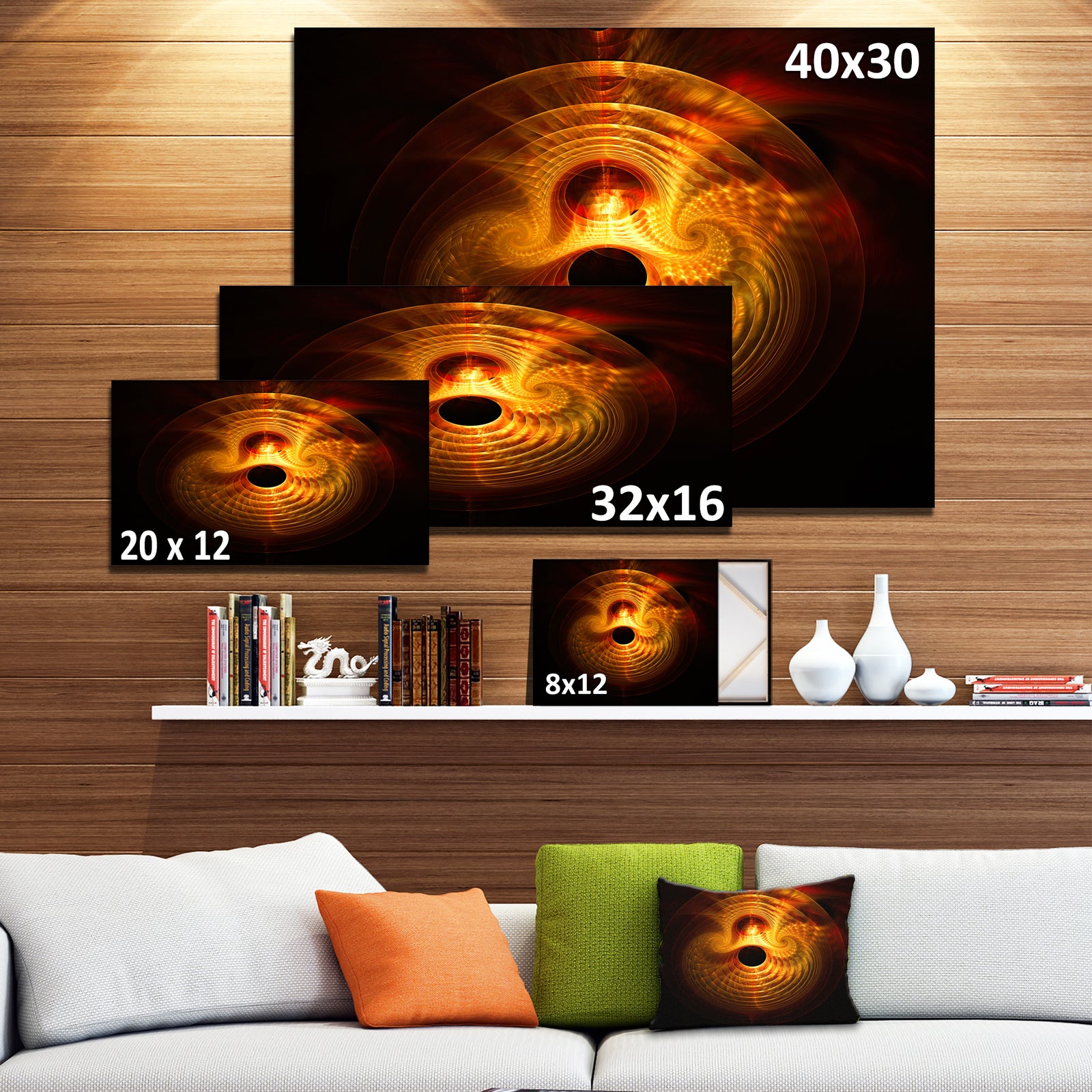 Bright Yellow Magical Lights - Extra Large Abstract Canvas Art Print