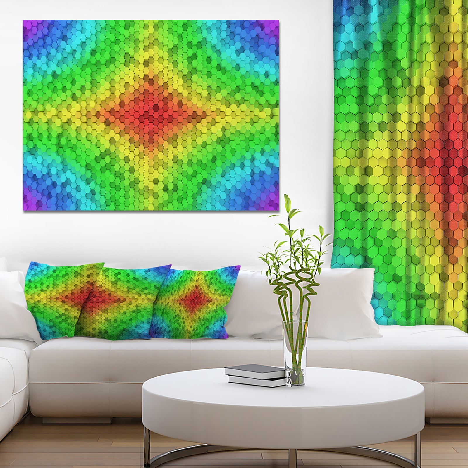 Colorful Elevated Hexagon Columns - Extra Large Abstract Canvas Art Print