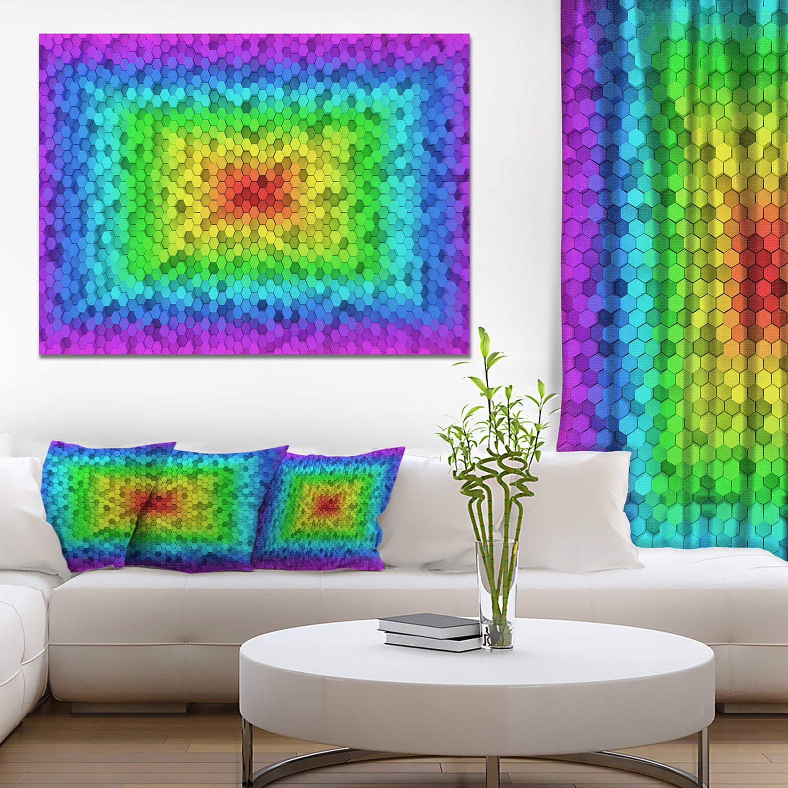 Random Elevated Hexagon Columns - Extra Large Abstract Canvas Art Print