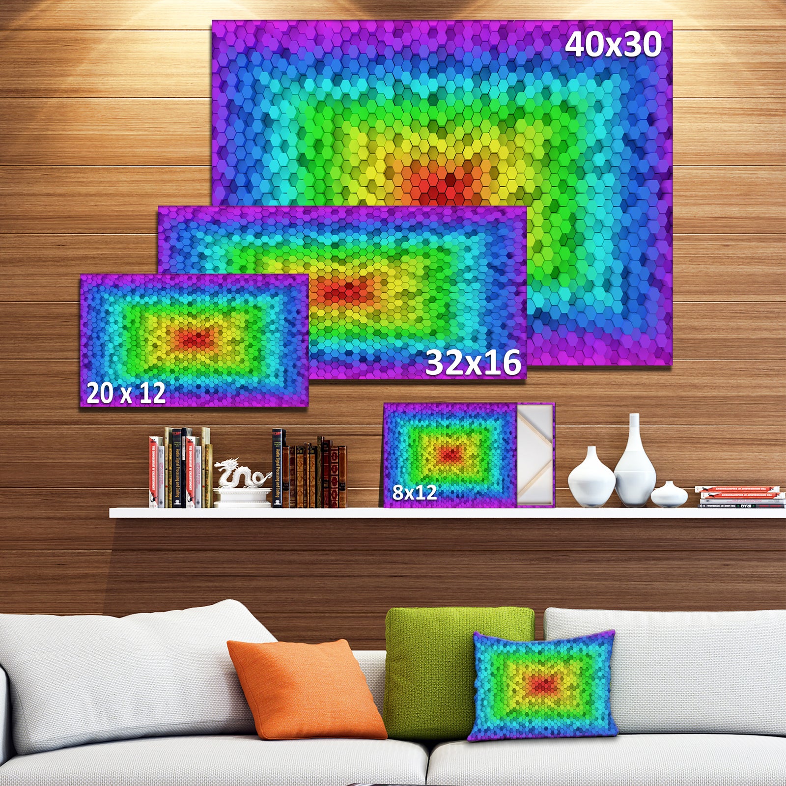 Random Elevated Hexagon Columns - Extra Large Abstract Canvas Art Print