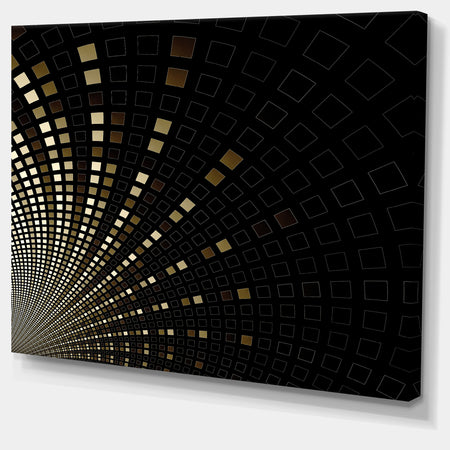 Gold Square Pixel Mosaic on Black - Extra Large Abstract Canvas Art Print