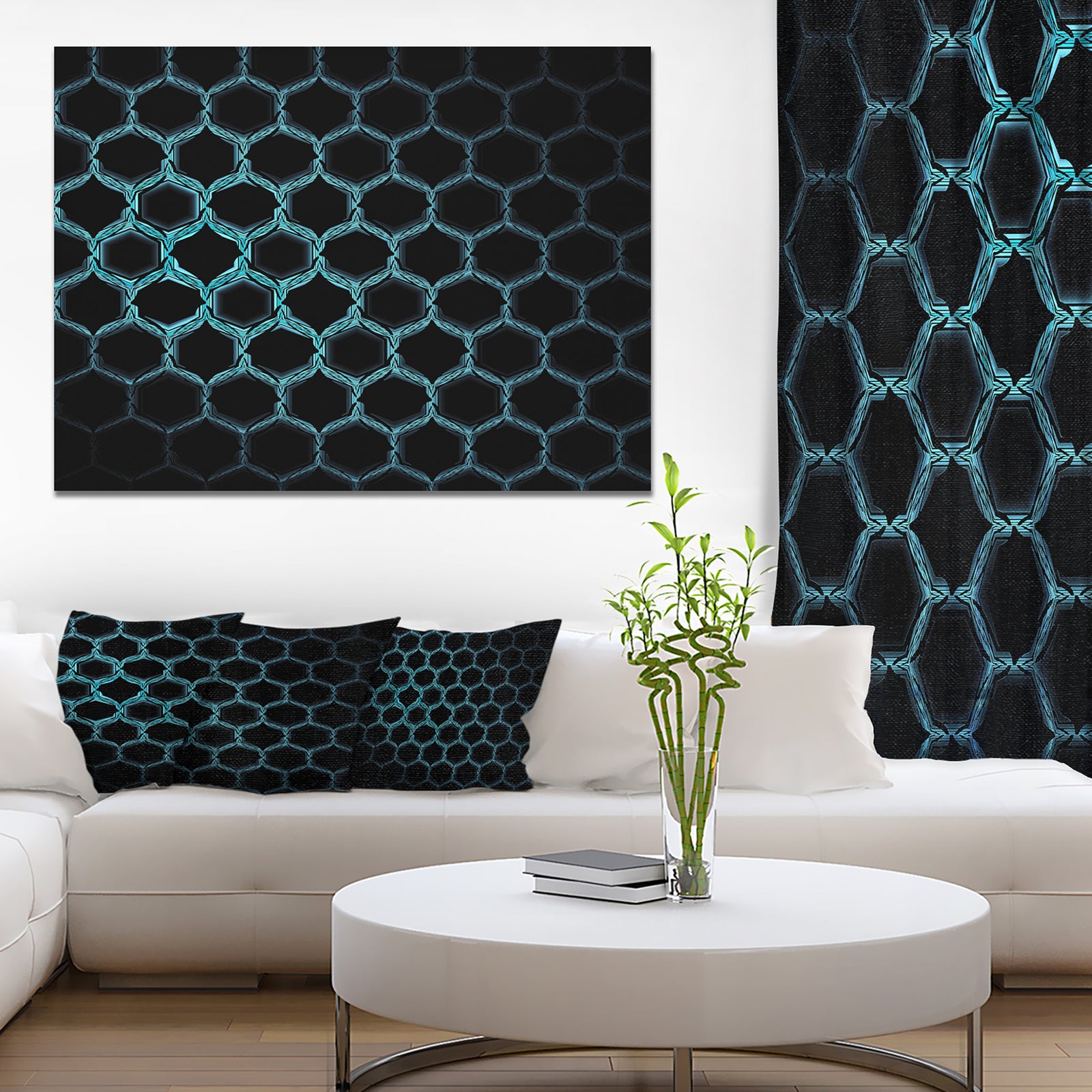 Honeycomb Fractal Gold Hex Pixel - Extra Large Abstract Canvas Art Print