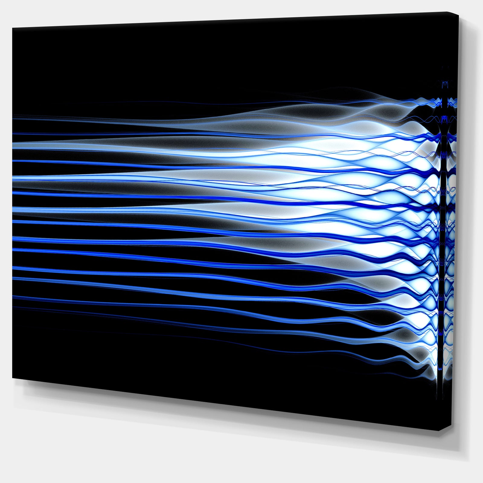 Dark Blue Fractal Waves - Extra Large Abstract Canvas Art Print