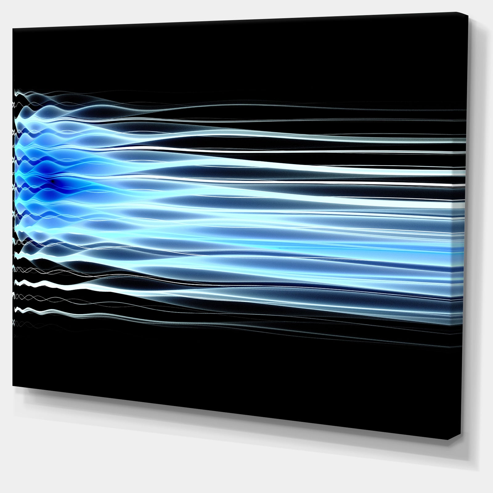 Light Blue Fractal Waves - Extra Large Abstract Canvas Art Print