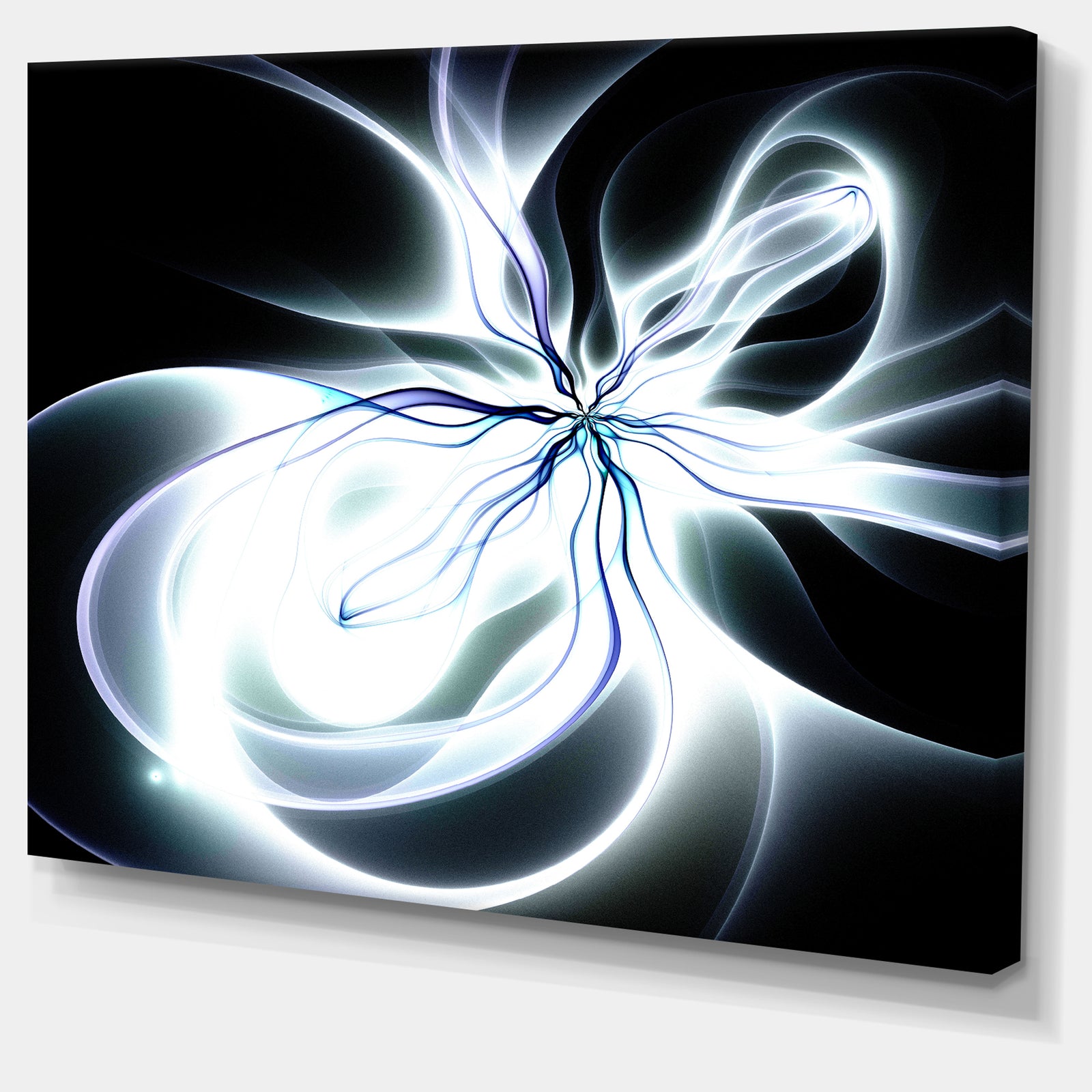 White Symmetrical Fractal Flower - Extra Large Abstract Canvas Art Print