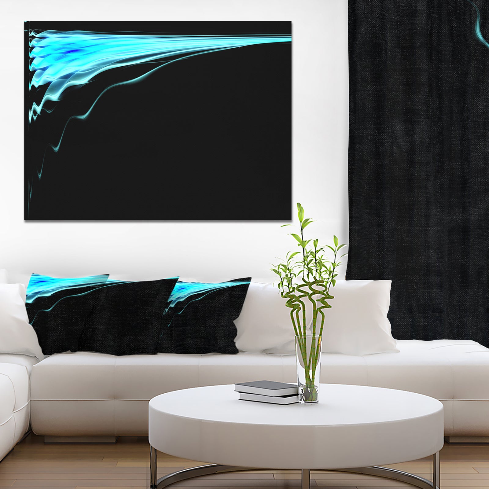 Blue Flames Digital Artwork - Extra Large Abstract Canvas Art Print