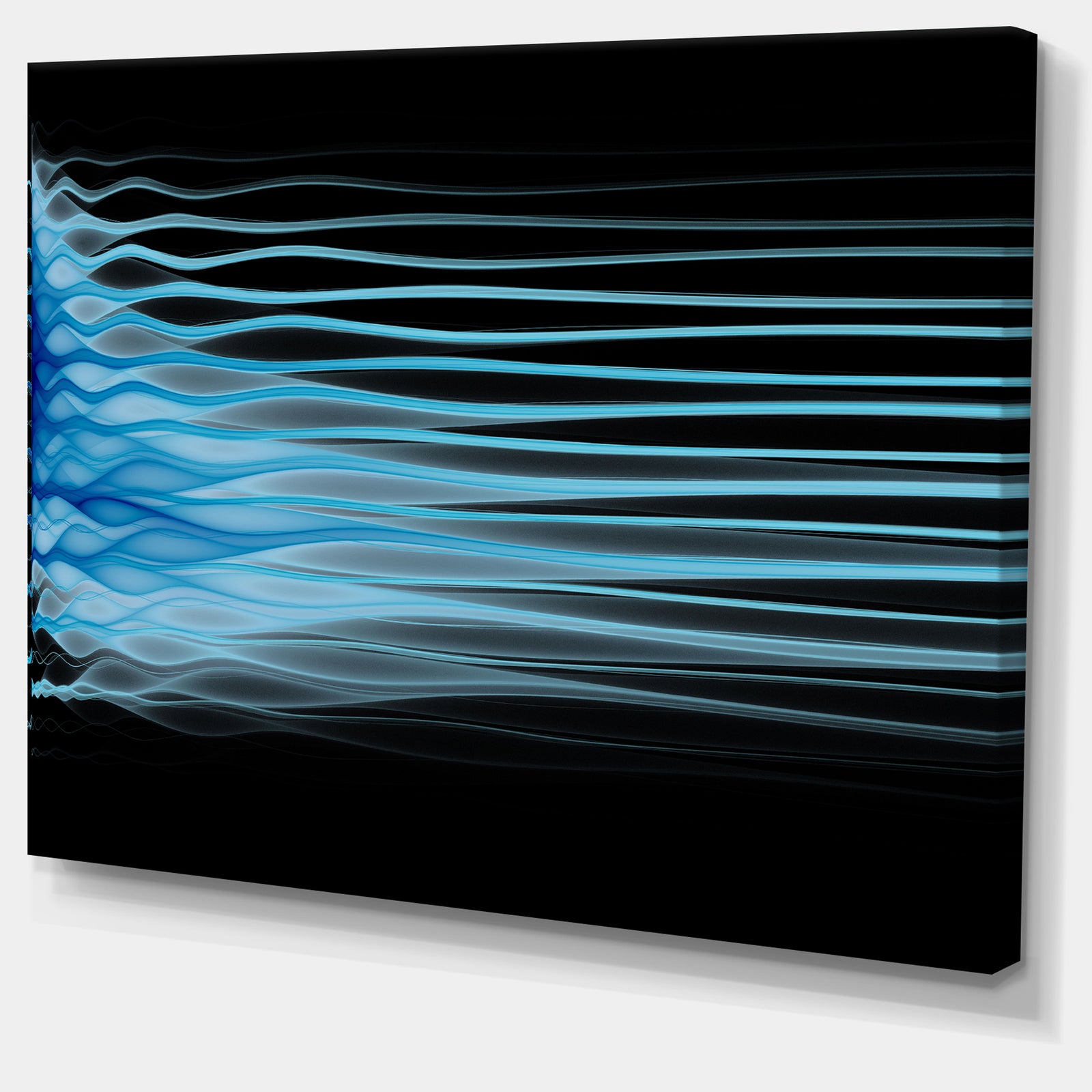 Light Blue Fractal Flames - Extra Large Abstract Canvas Art Print