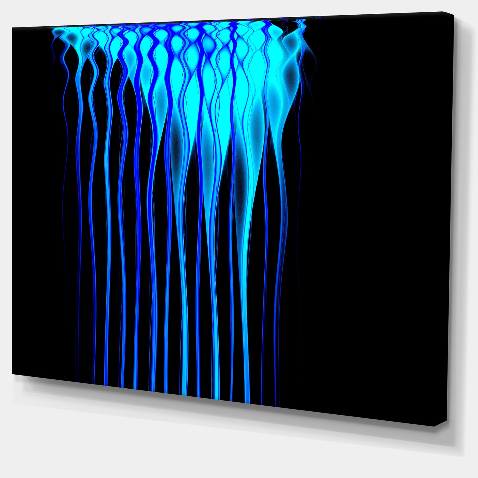 Blue Flames Fractal Pattern - Extra Large Abstract Canvas Art Print