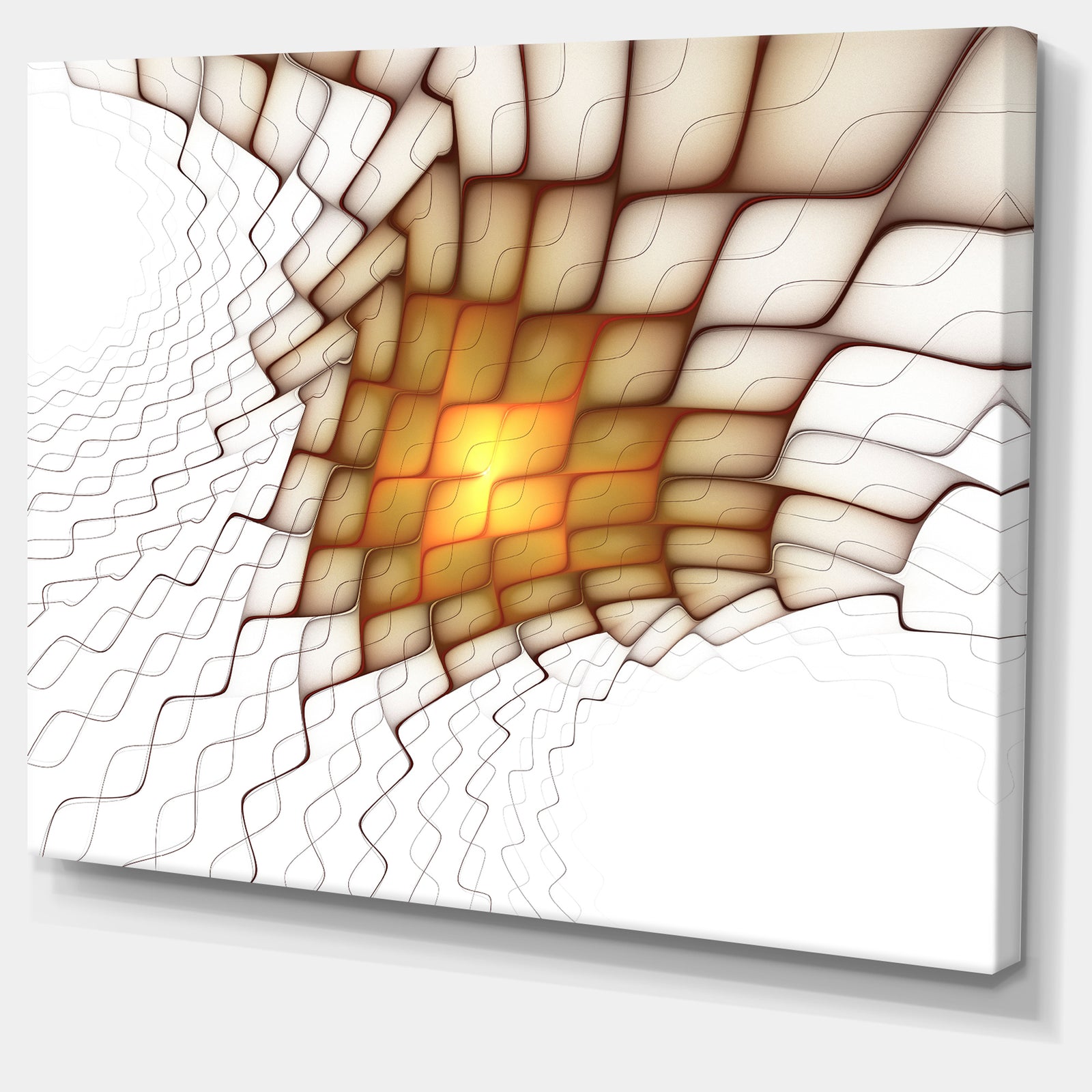 Yellow Flames on White Blocks - Extra Large Abstract Canvas Art Print