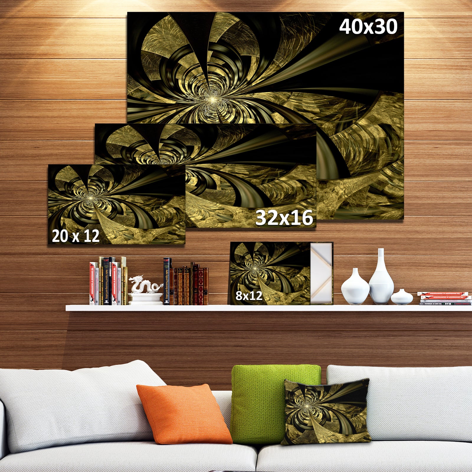 Colorful Fractal Flower Pattern - Extra Large Abstract Canvas Art Print