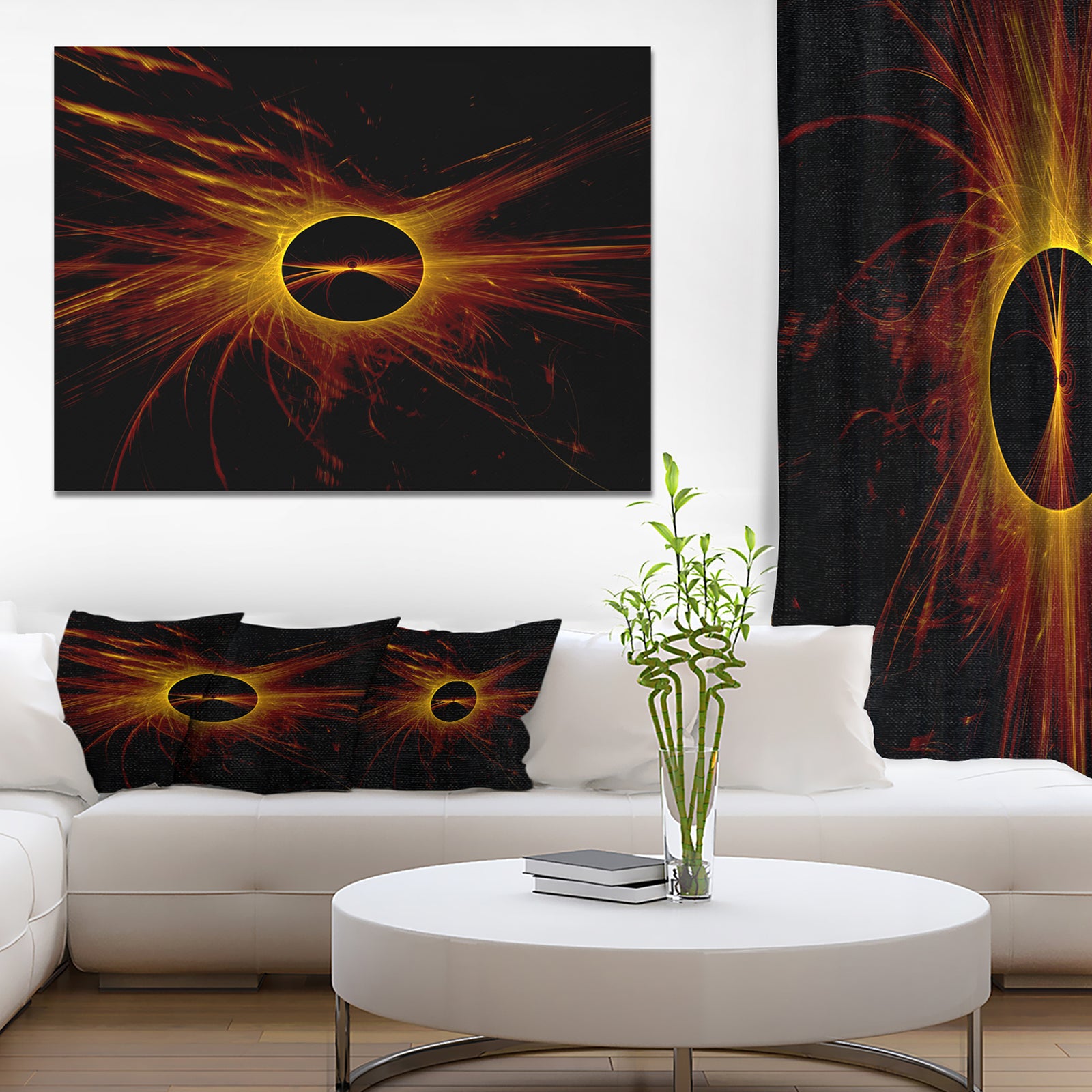 Dark Solar Eclipse on Black - Extra Large Abstract Canvas Art Print