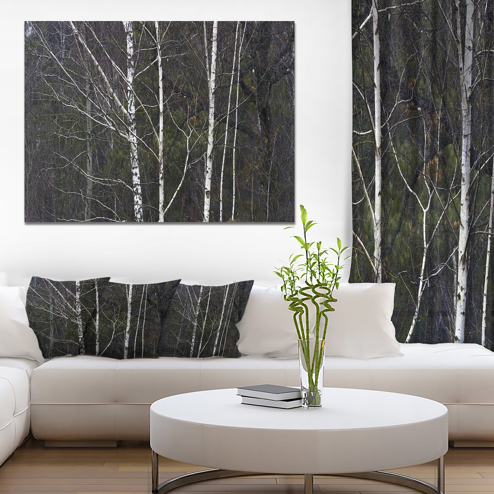 Black and White Birch Forest - Abstract Wall Art Canvas