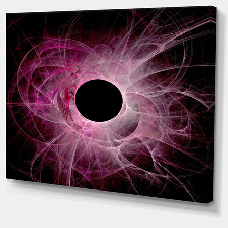 Fractal Purple Circle on Black - Abstract Wall Art Canvas
