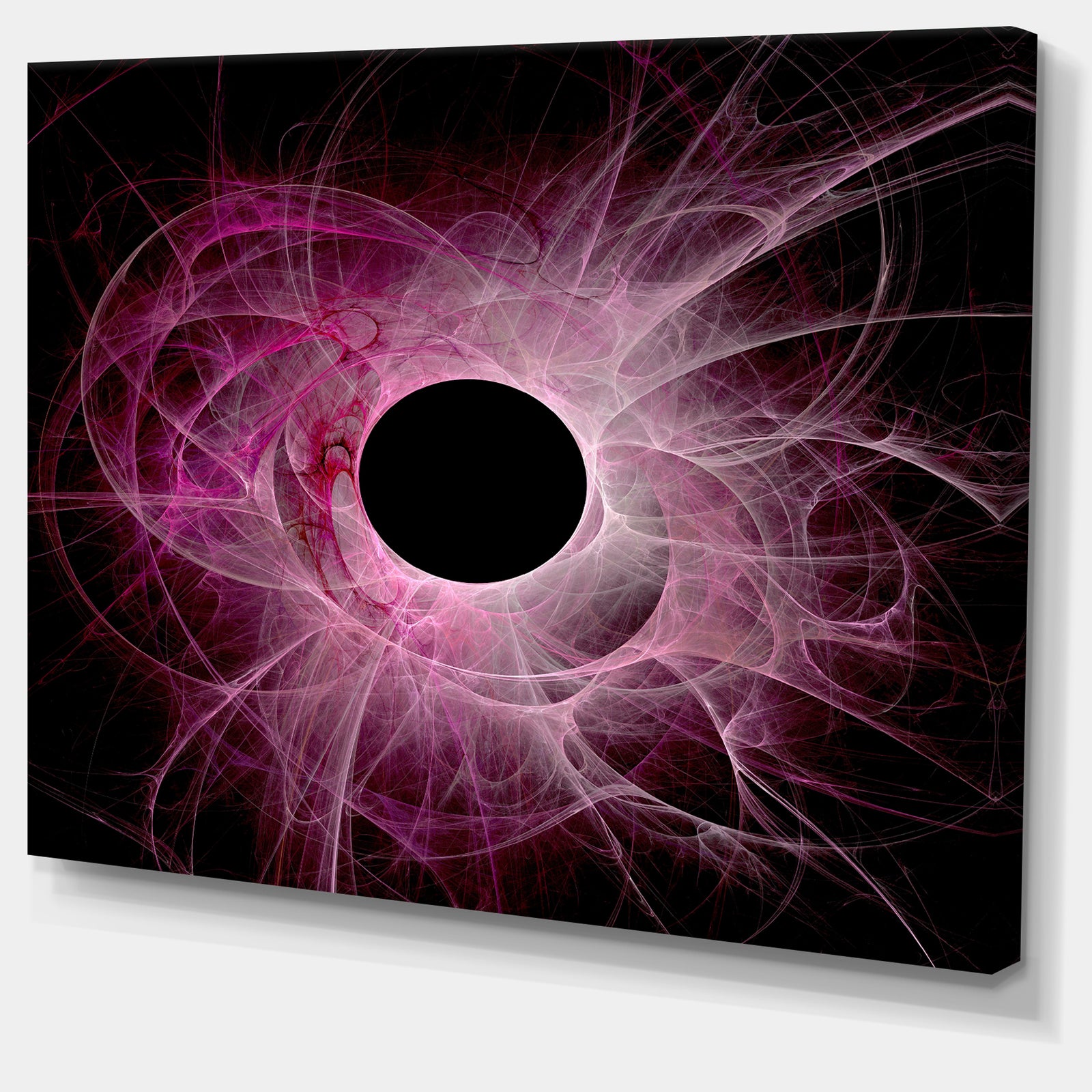 Fractal Purple Circle on Black - Abstract Wall Art Canvas