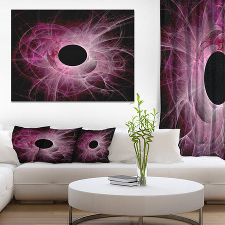 Fractal Purple Circle on Black - Abstract Wall Art Canvas