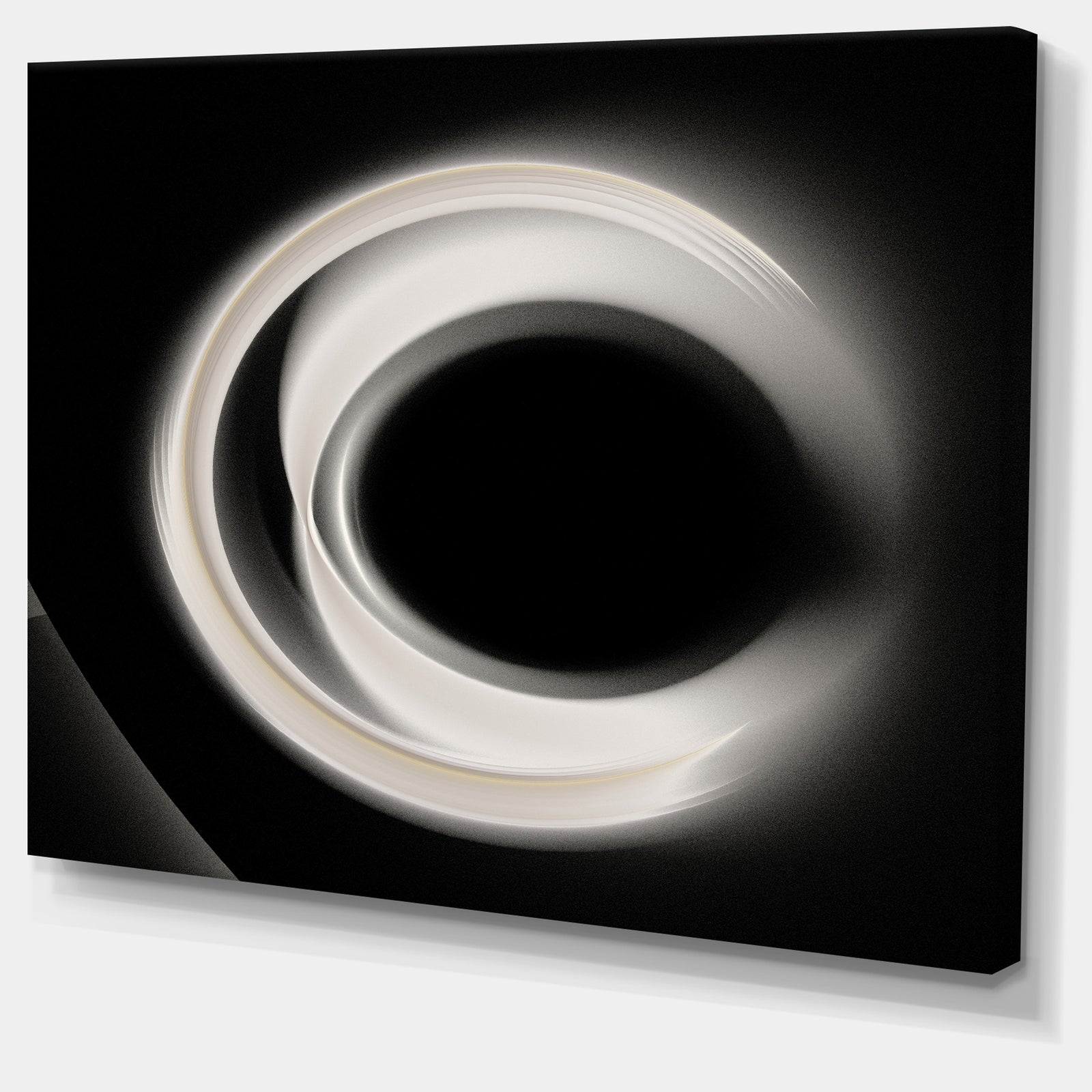 Fractal White on Black Background - Abstract Wall Art Canvas
