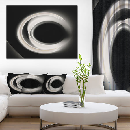 Fractal White on Black Background - Abstract Wall Art Canvas