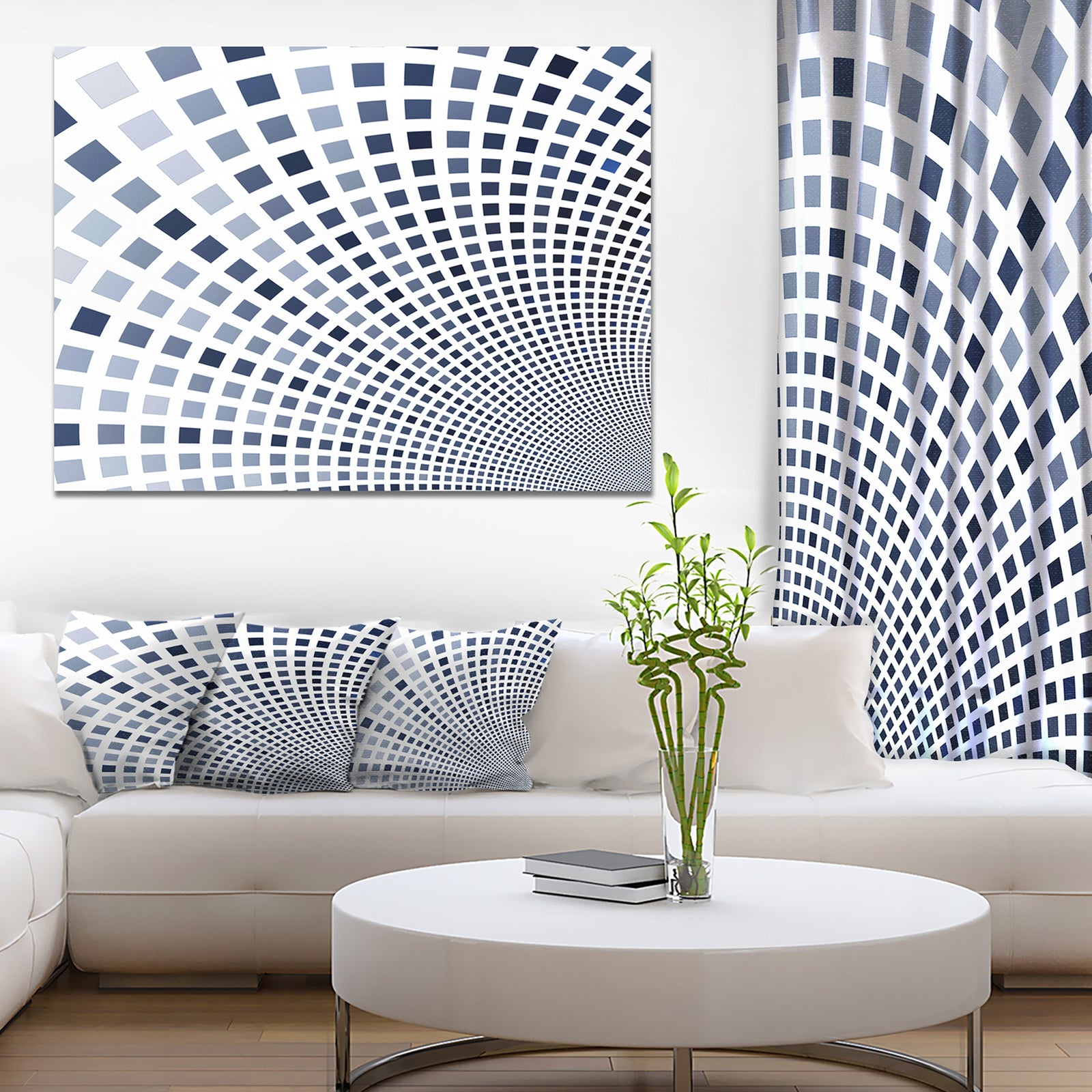Blue Square Pixel Mosaic Illustration - Abstract Wall Art Canvas