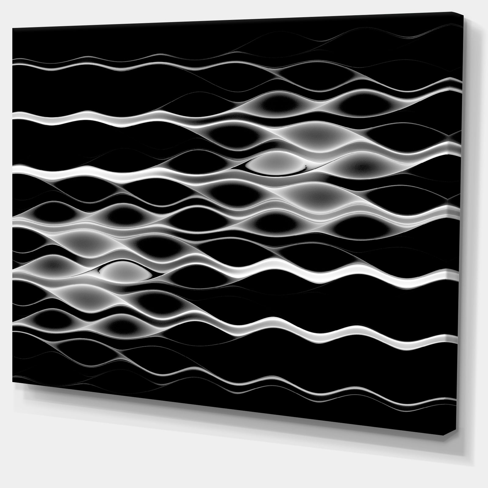 White Waves Fractal Pattern - Abstract Wall Art Canvas