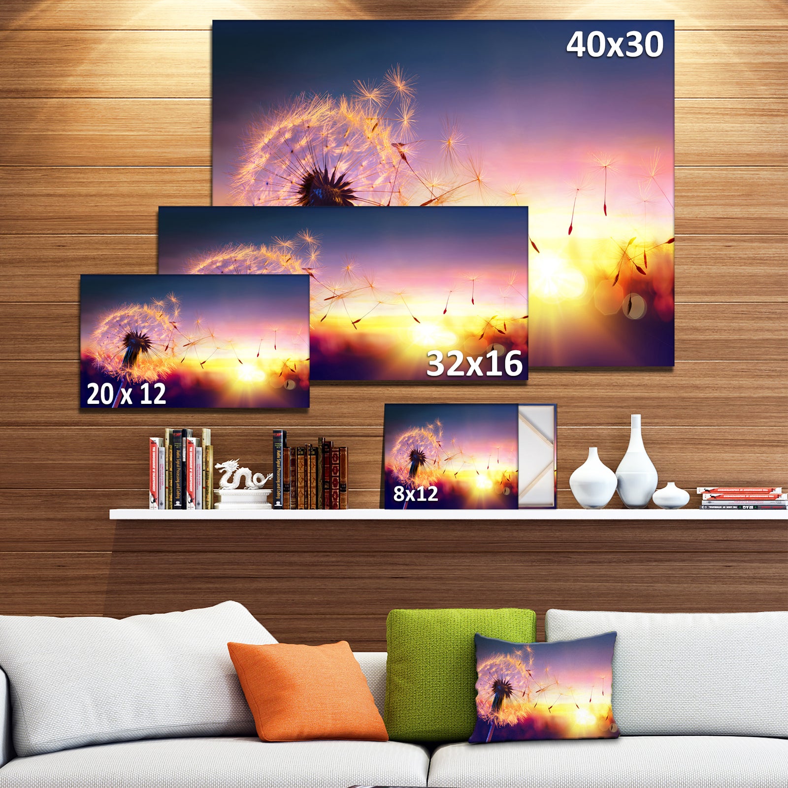 Dandelion at Sunset Freedom to Wish - Abstract Wall Art Canvas