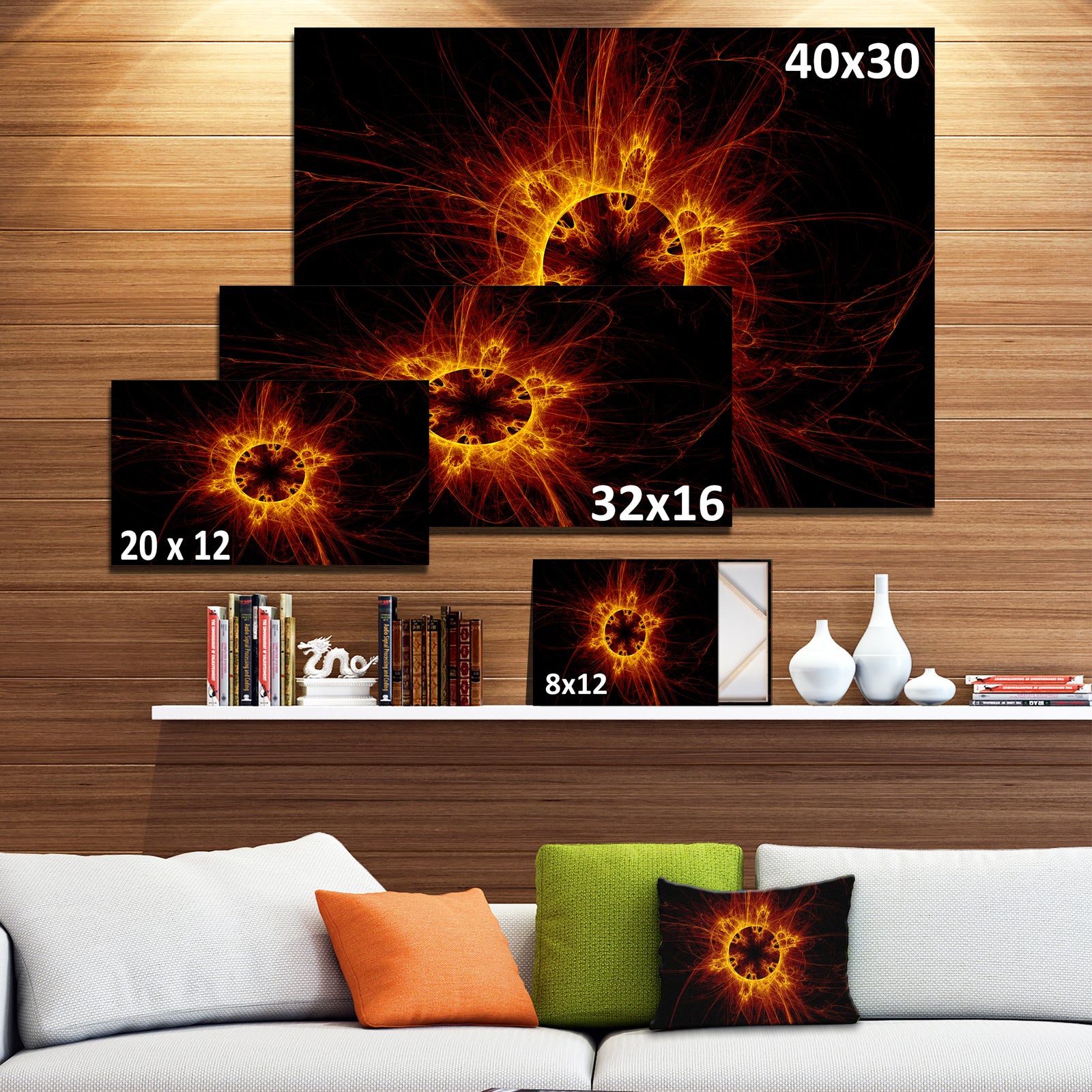 Solar Eclipse Digital Illustration - Abstract Wall Art Canvas