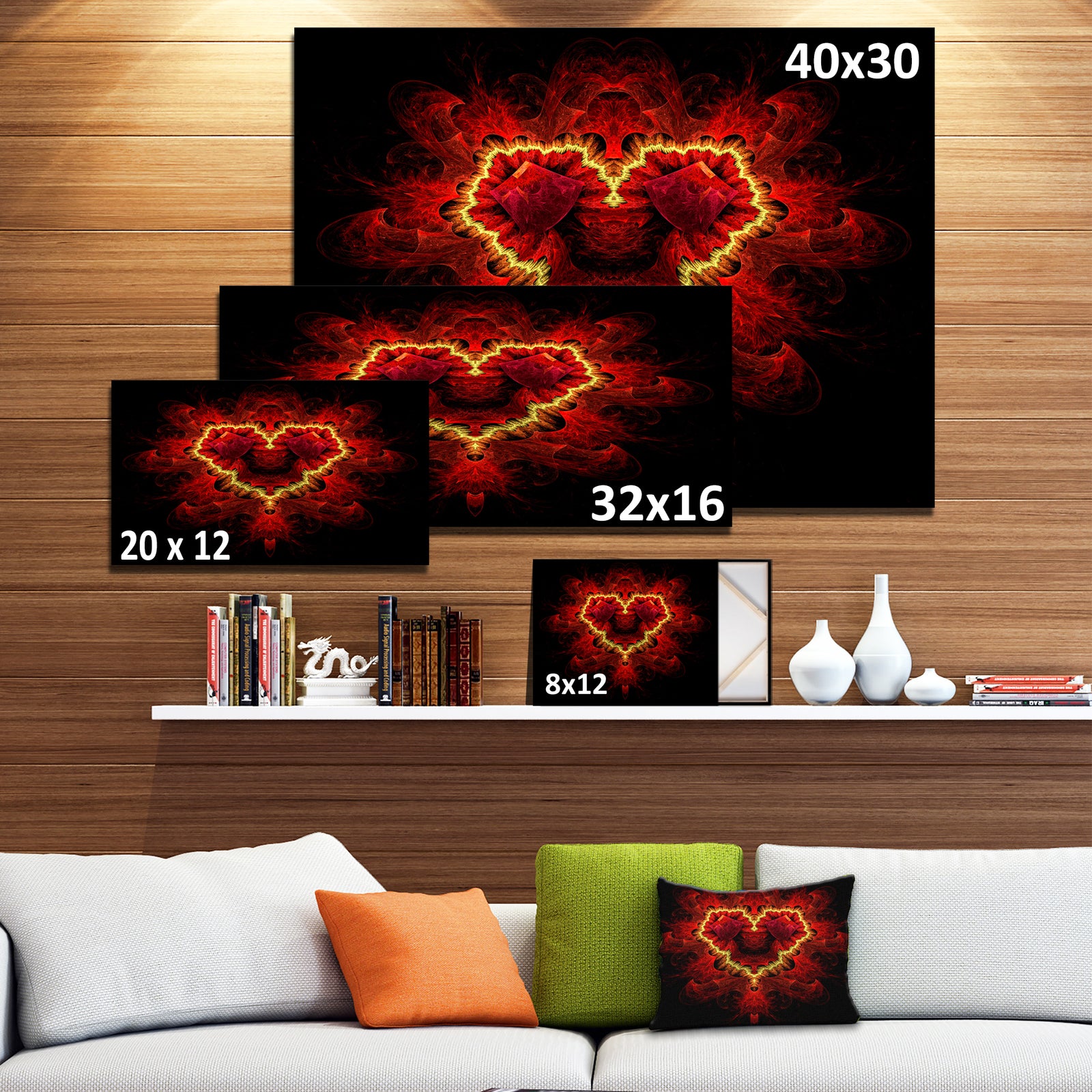 Fractal Red Heart Texture - Abstract Wall Art Canvas