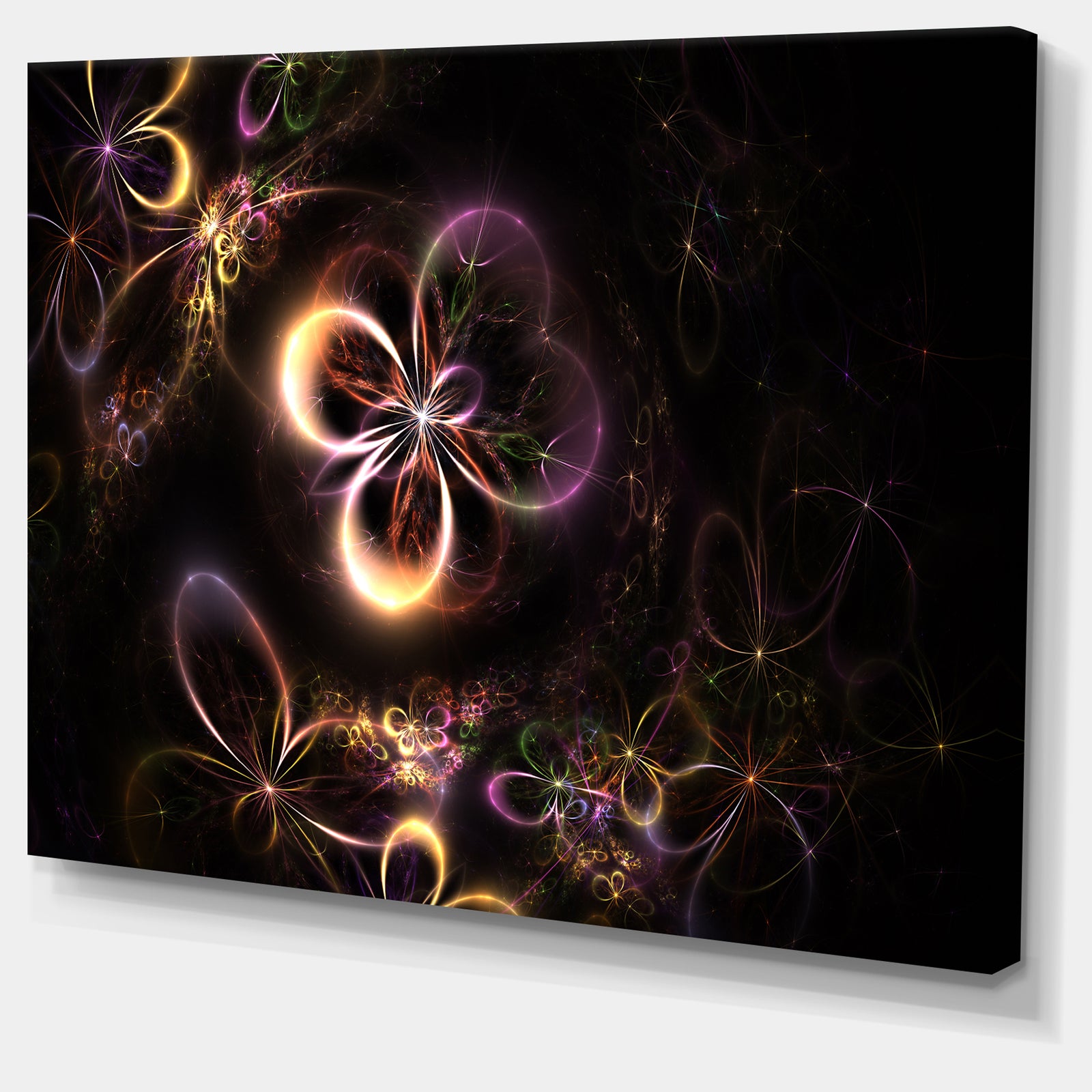 Glowing Small Fractal Flowers - Abstract Wall Art Canvas
