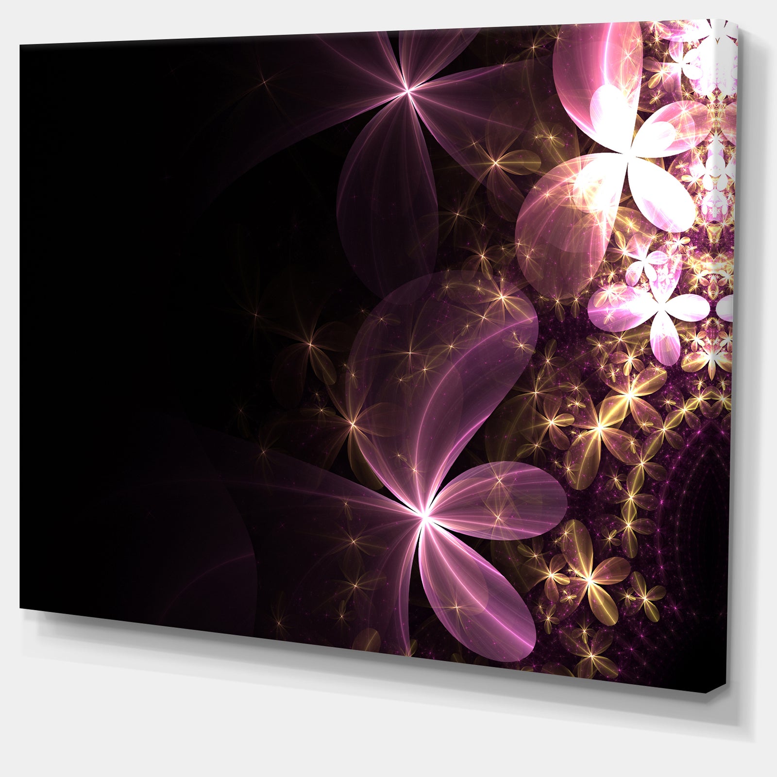 Purple Shiny Fractal Flowers - Abstract Wall Art Canvas