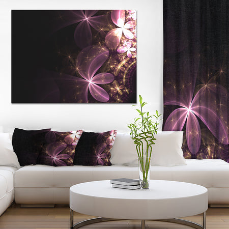 Purple Shiny Fractal Flowers - Abstract Wall Art Canvas