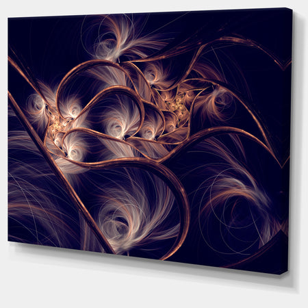 Dark Gold Fractal Flower Pattern - Abstract Canvas Art Print