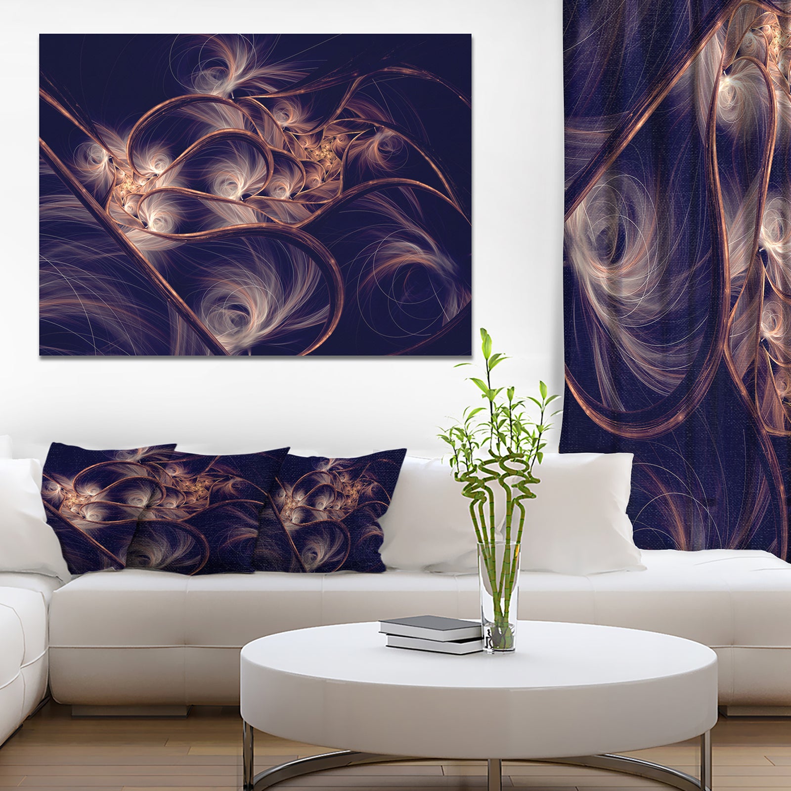Dark Gold Fractal Flower Pattern - Abstract Canvas Art Print