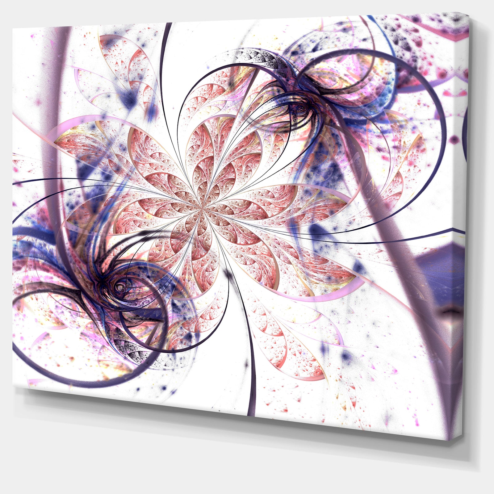 Blue Pink Fractal Flower Pattern - Abstract Wall Art Canvas