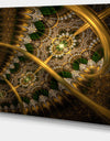 Dark Green Gold Fractal Flower - Abstract Wall Art Canvas