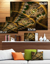 Dark Green Gold Fractal Flower - Abstract Wall Art Canvas