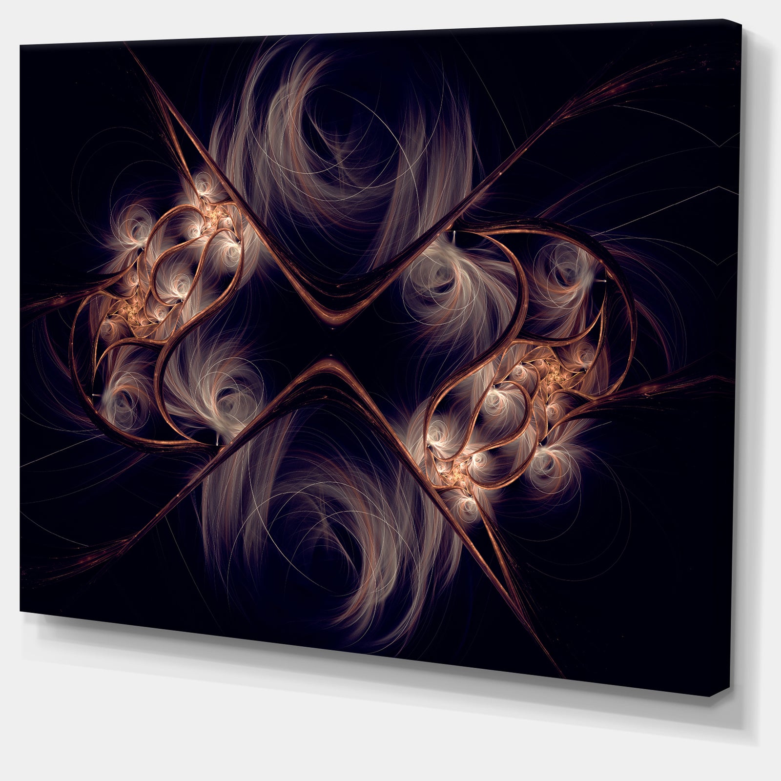 Dark Gold Fractal Flower Pattern - Abstract Wall Art Canvas