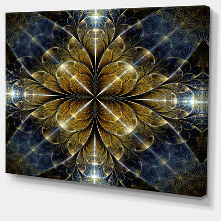 Digital Gold Fractal Flower Pattern - Abstract Wall Art Canvas