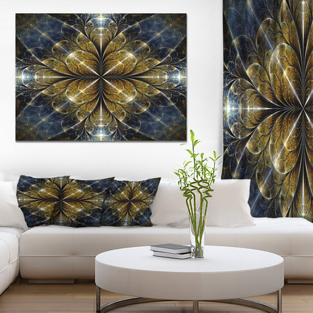 Digital Gold Fractal Flower Pattern - Abstract Wall Art Canvas