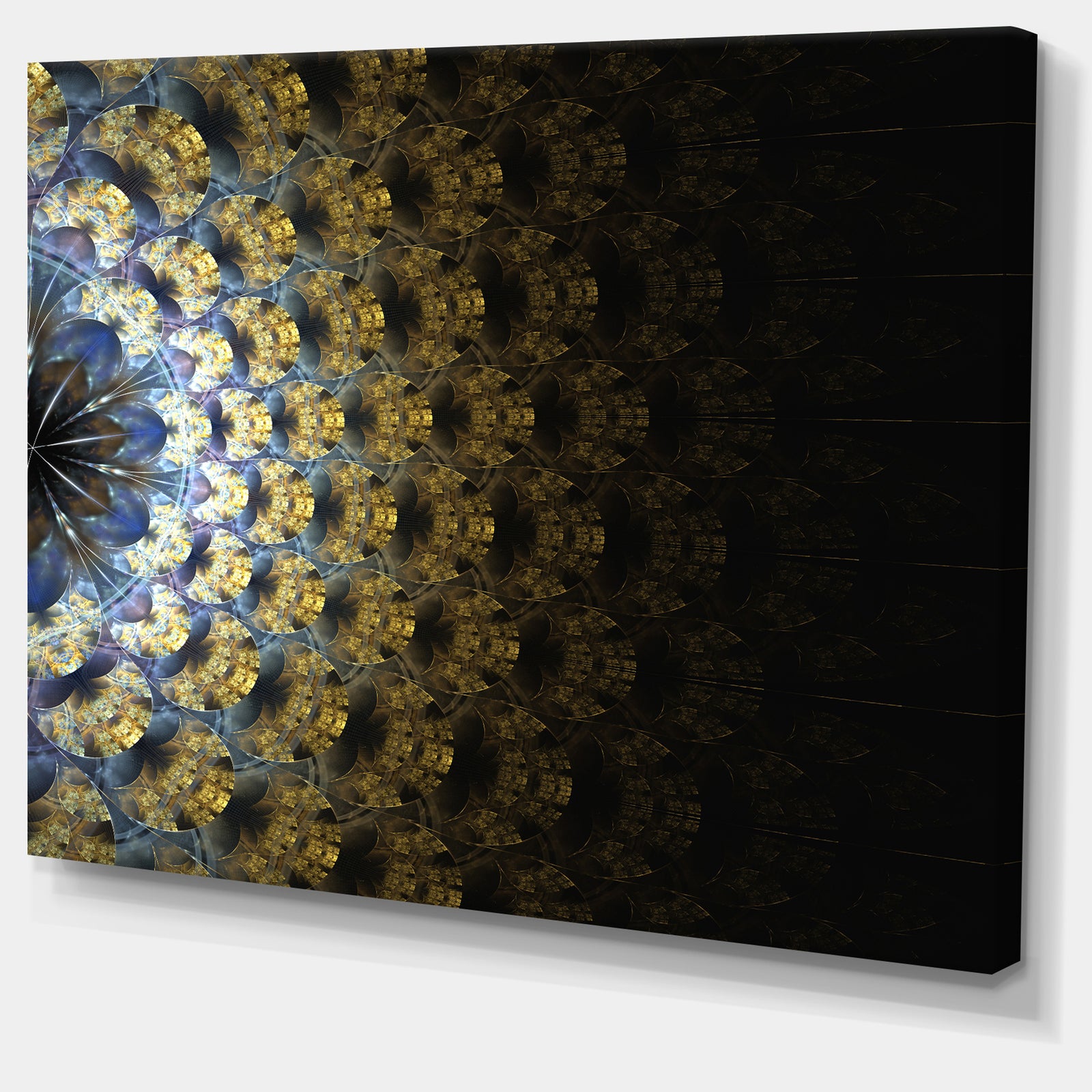 Symmetrical Gold Fractal Flower - Abstract Wall Art Canvas