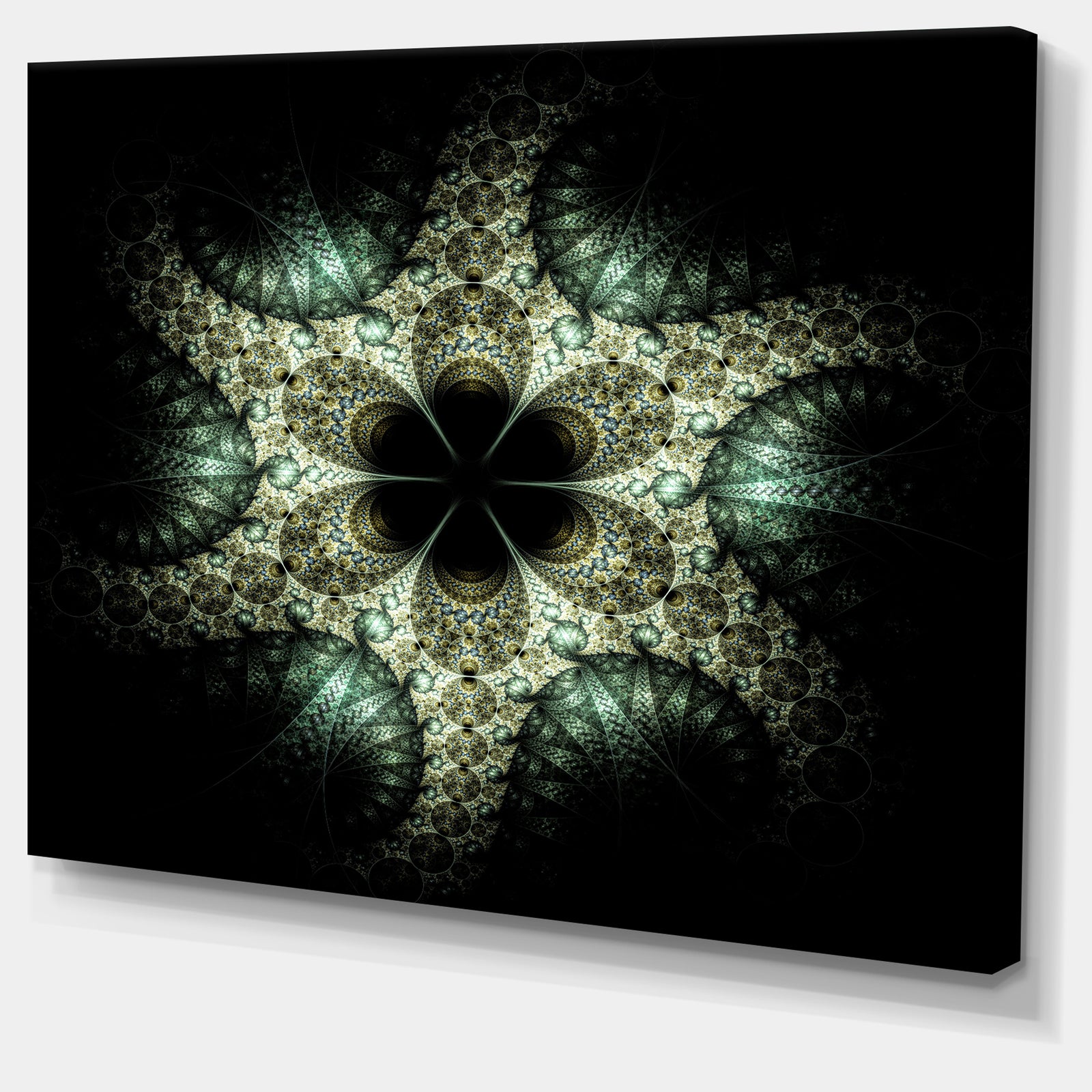 Yellow and Green Fractal Flower - Abstract Wall Art Canvas